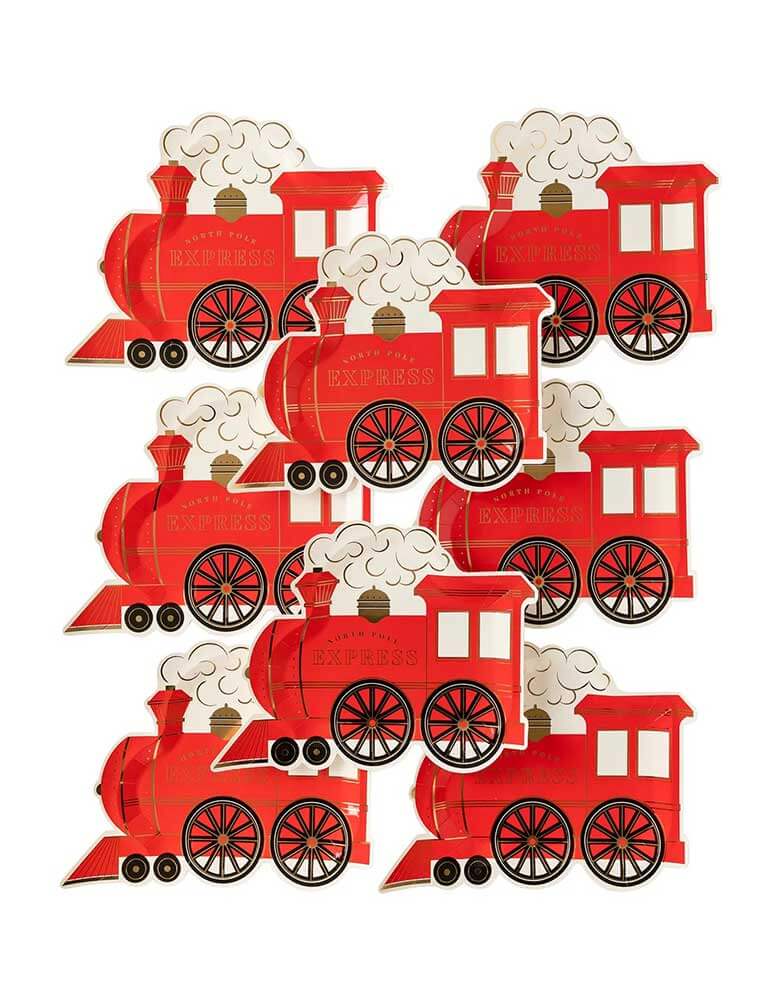 North Pole Express Train Shaped Plates (Set of 8)
