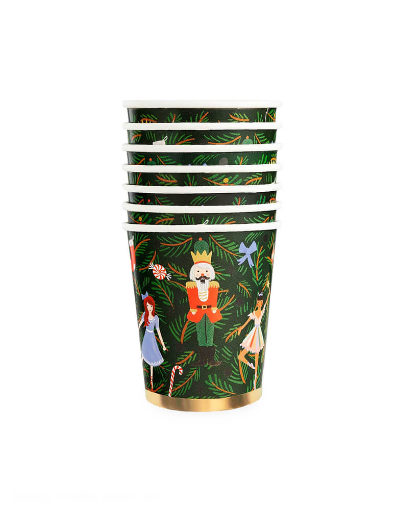 Rifle Paper Co - Nutcracker Party Cups. featuring characters from the Nutcracker ballet and gold foil details are perfect for your holiday party punch or leaving out milk for Santa.