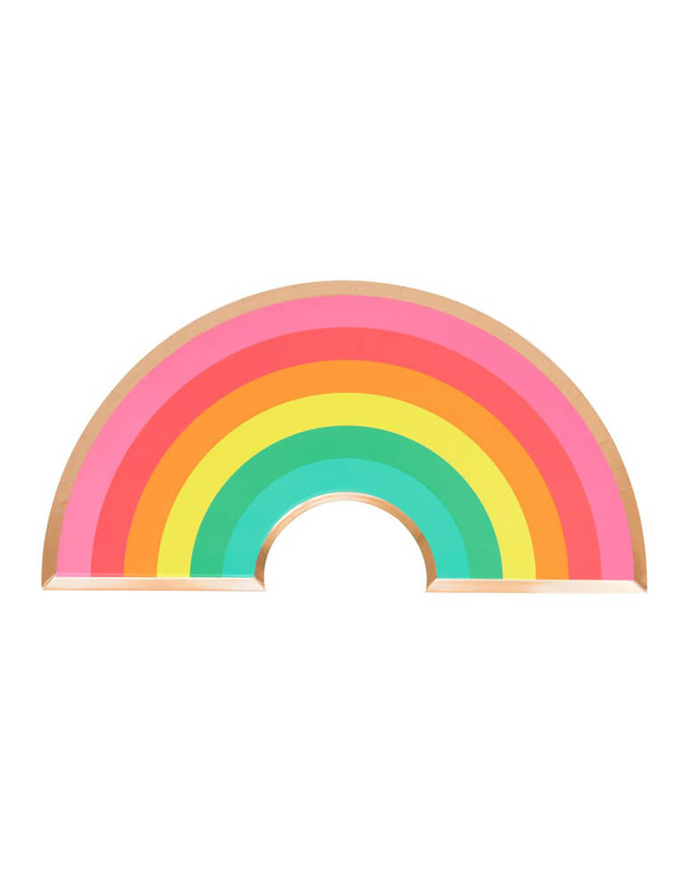 Oh Happy Day Rainbow plates,  Rainbow shape with gold foil edge, Pack of 8,  for Rainbow Themed Party