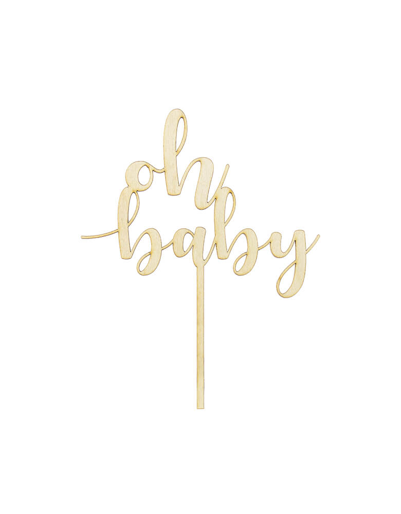 Party Deco Oh Baby Wooden Cake Topper for a baby shower celebration