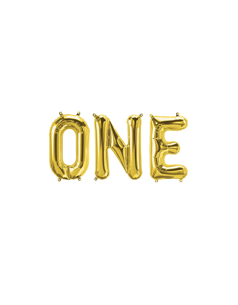 Northstar 16" One Gold Mylar Balloon Set for a first birthday party
