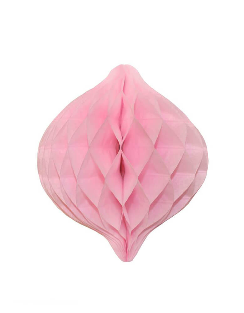 Devra Party Oval Spinning Top Honeycomb Ornament Decoration in Light pink, 12 inch, feathering a pleasing oval design. Made in the USA with high quality tissue paper. This Honeycomb Ornament Decoration will look so adorable for your Holiday decoration at home or party event. Hang them from the ceiling, and pair them with honeycomb balls, diamonds, and drop shapes, Christmas balloons. This Honeycomb Ornament is perfect for your modern holiday Christmas event decor, table centerpiece, or room decor.  