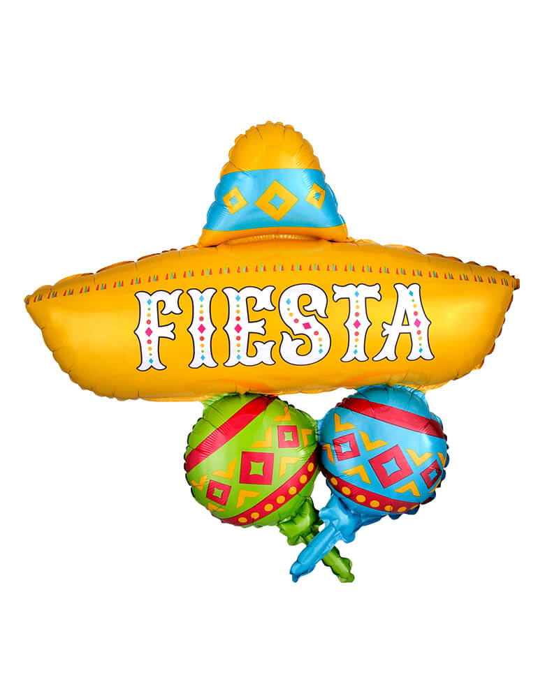 Anagram Balloons - 39536 Papel Picado Fiesta Cluster SuperShape™ P40. Accent your fiesta or Cinco De Mayo themed party with this 32" large unique shape Papel Picado Fiesta Cluster foil mylar balloon. The perfect balloon for your fiesta or Cinco De Mayo party, this 32" Anagram party balloon is great for setting the scene!