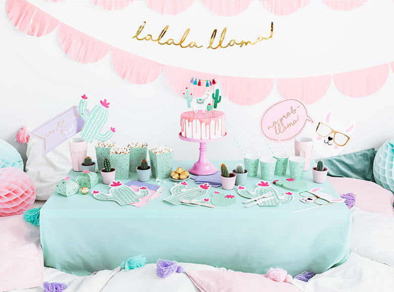 Llama Cactus Cake Topper Set