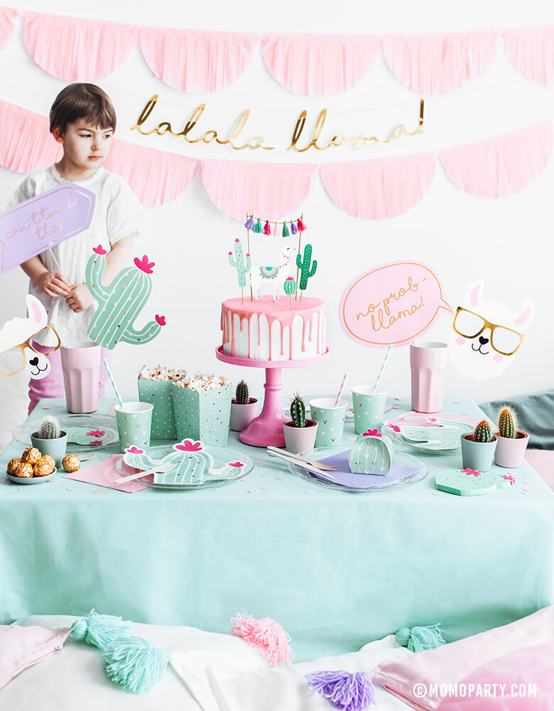 Llama Cactus Cake Topper Set