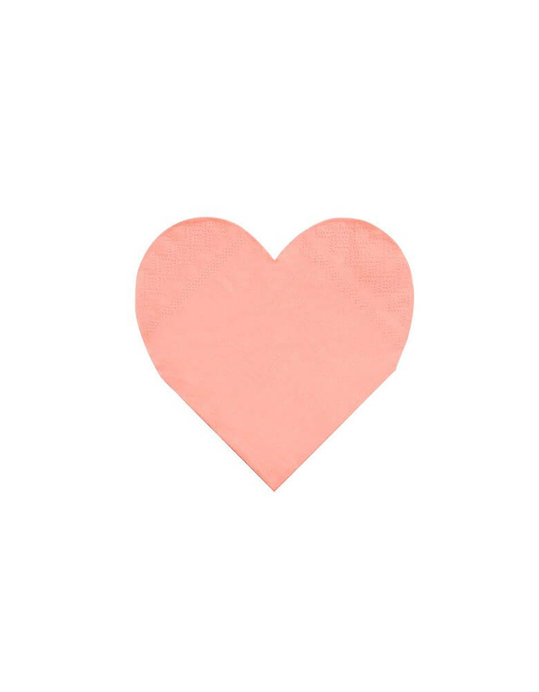 Momo Party's 5" heart shaped small napkins by Meri Meri, a set of 20 napkins in 8 rainbow colors of red, blue, pink, rose, blush, lilac, mint and yellow. Get the color of the rainbow at your table with these gorgeous bright and beautiful large heart napkins. Perfect for Valentine's Day or any romantic celebration.
