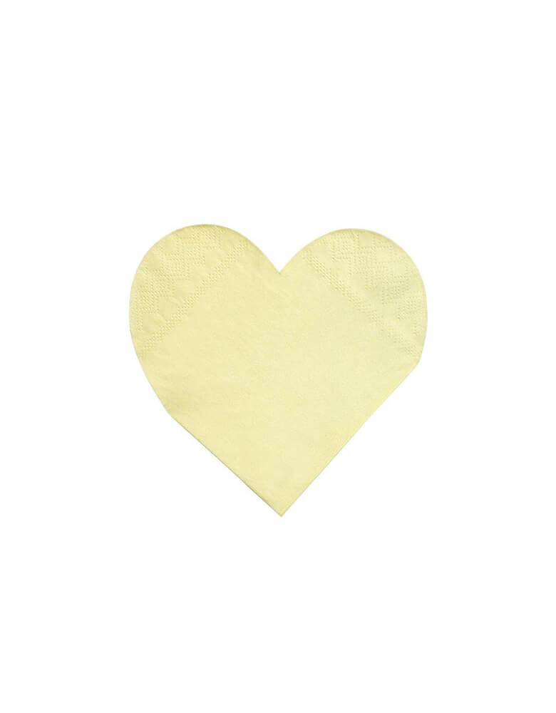 Momo Party's 5" heart shaped small napkins by Meri Meri, a set of 20 napkins in 8 rainbow colors of red, blue, pink, rose, blush, lilac, mint and yellow. Get the color of the rainbow at your table with these gorgeous bright and beautiful large heart napkins. Perfect for Valentine's Day or any romantic celebration.