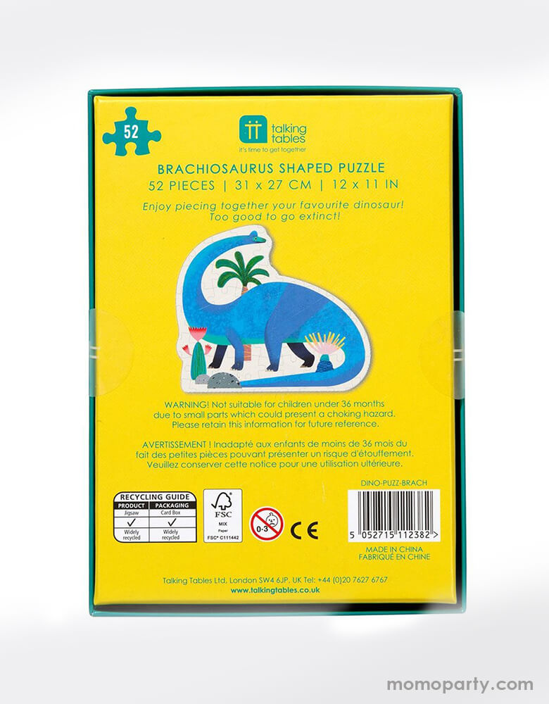 Party Dinosaur Brachiosaurus Shaped Puzzle