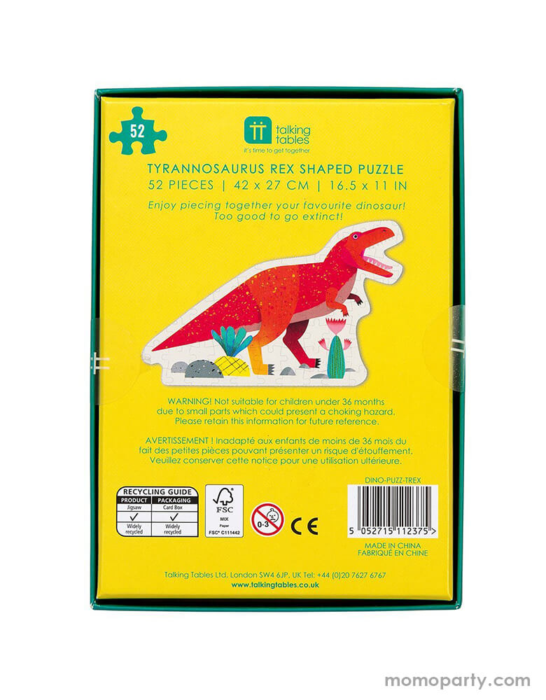 Party Dinosaur Tyrannosaurus Rex Shaped Puzzle