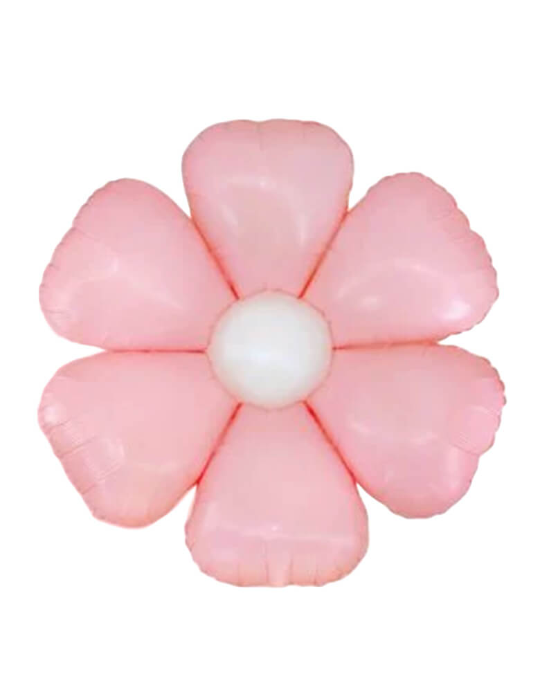 Momo Party's Pastel Pink Daisy Flower 34″ Balloon. Featuring Daisy petal shapes in light Pink color.  Accent your spring or tea party themed celebration with this adorable daisy foil mylar balloon