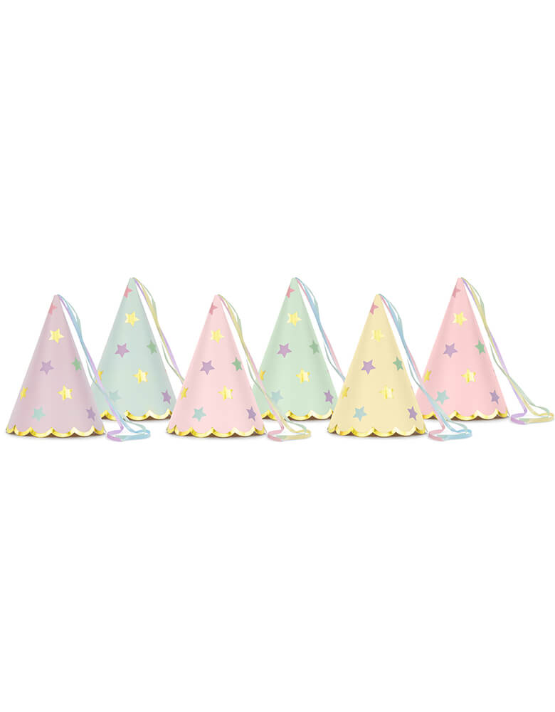 Pastel Star Party Hats (Set of 6)