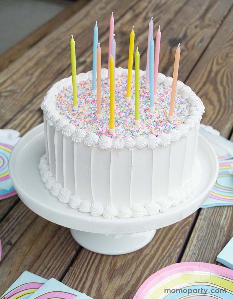 Pastel Rainbow Gradient Birthday Candle Set (Set of 12)