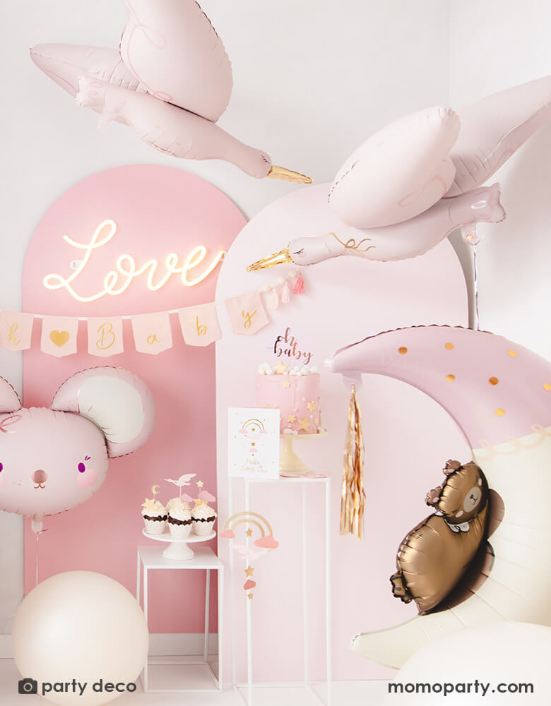 Pink Stork Foil Balloon