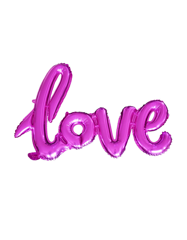 Love Script Foil Balloon in Hot pink foil color. This "love" foil balloon in script font is a perfect decoration for Valentine's Day, love themed celebrations or weddings!