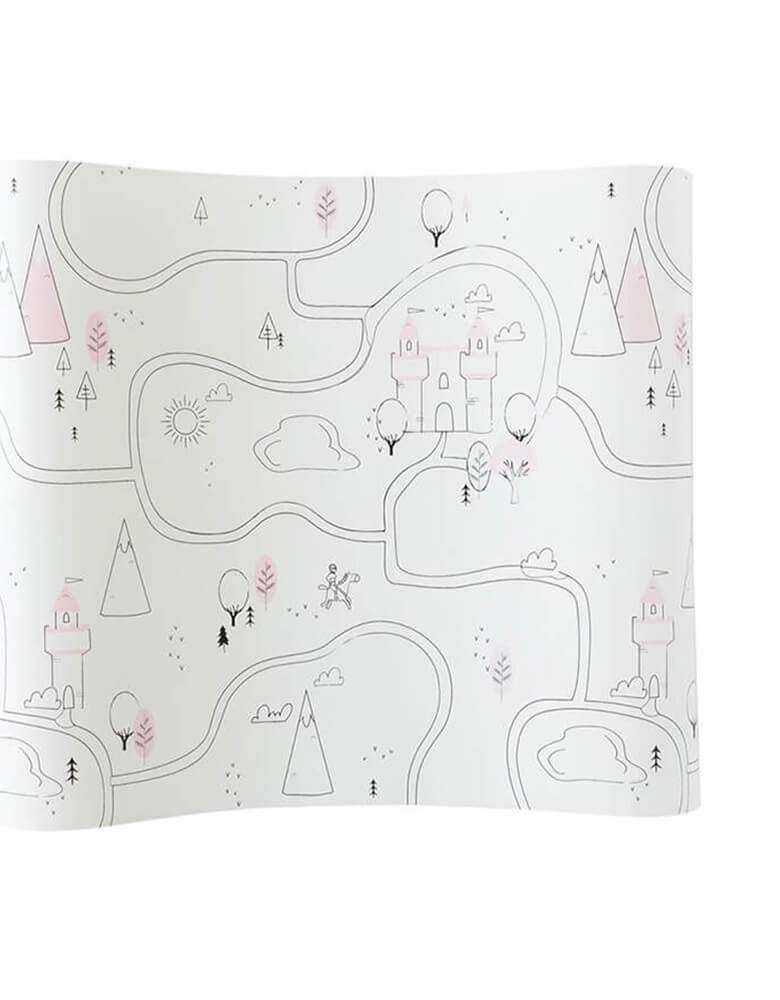 Momo Party's Princess Table Runner by My Mind's Eye. This 16 inches x 10 ft paper runner, Featuring a whimsical kingdom map pattern this table runner is an easy way to add the perfect touch of magic to a princess themed birthday party!