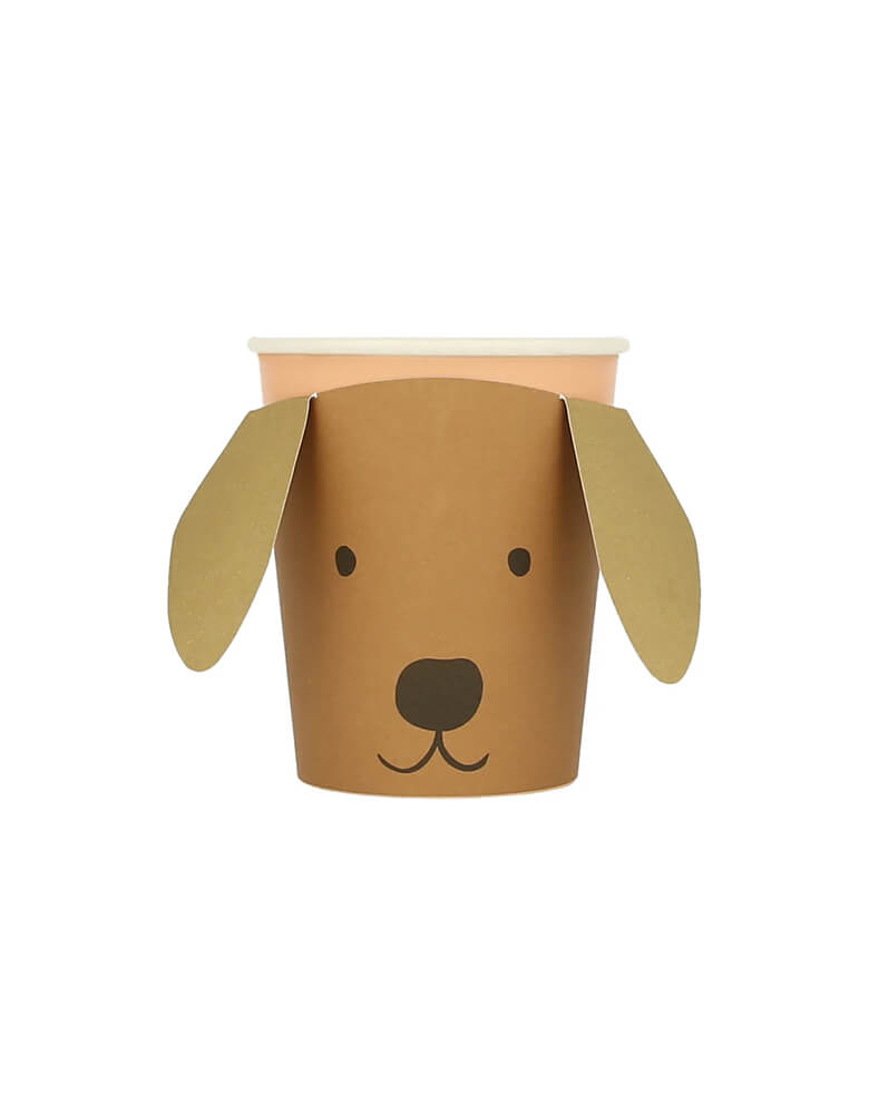 Momo Party's 9 oz puppy cups by Meri Meri, comes in a set of 8 cups in 4 difference designs of dog breeds, these adorable 3D cups. Their droopy ears, and sweet faces, will definitely delight your guests. As well as drinks, they are perfect to fill with popcorn, sweet treats and party favors. They're simply perfect for your kid's puppy or dog themed birthday party.