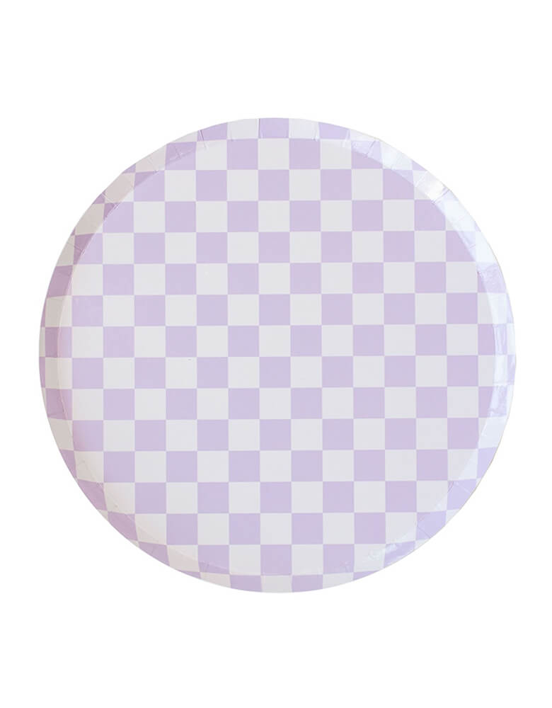 Jollity & Co Purple 10" Two Toned Checkered Dinner Plates