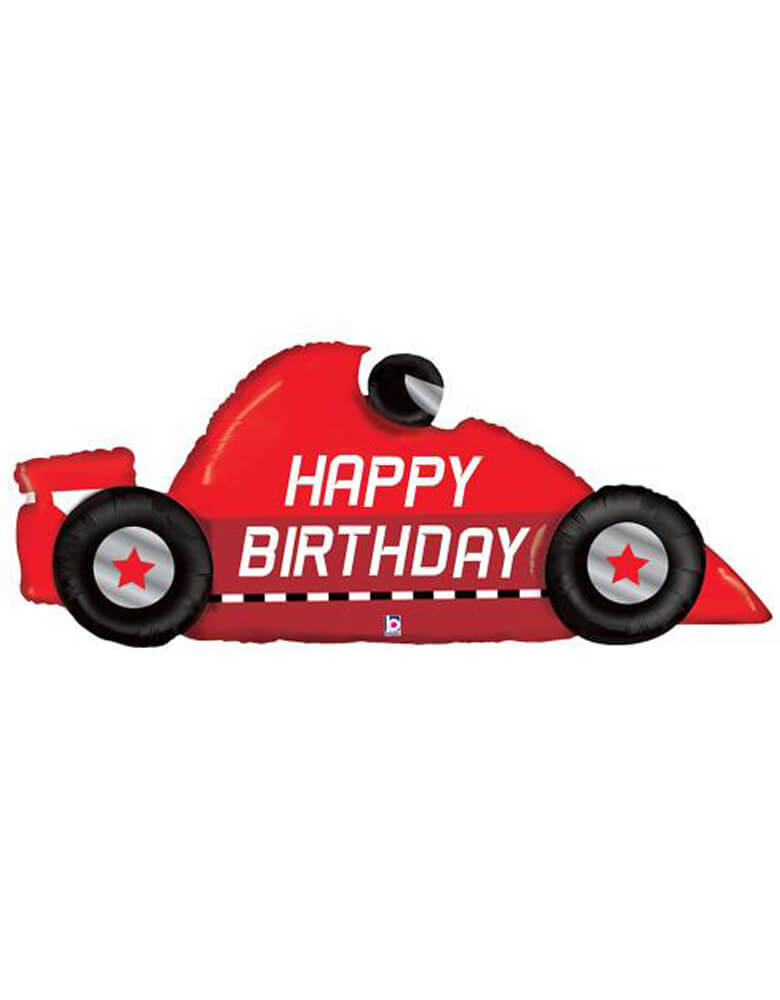 Betallic Balloon 43 inch Race Car Birthday Foil Balloon.Accent your little one's race car birthday party with this awesome car shaped foil mylar balloon.