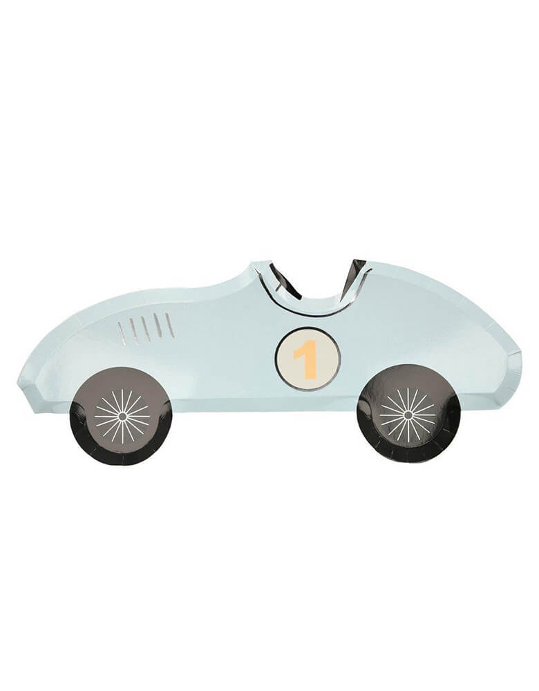 Meri Meri Vintage Race Car Plate in blue