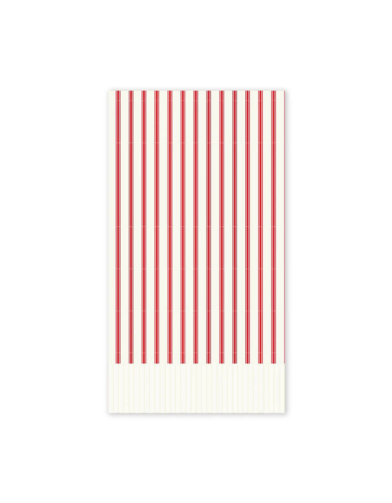 Believe Red Ticking Stripe Fringed Guest Napkins (Set of 24)