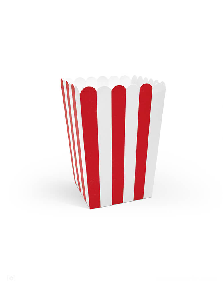 Momo Party's 2.75 x 2.75 x 5" popcorn boxes by Party Deco. Come in a set of 6 popcorn boxes, simply classic, they're perfect for a circus or carnival themed celebration. Great for party treats like candies, popcorns and more. Or use them as favor boxes with goodies to send your little guests home!