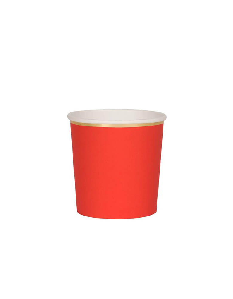Meri Meri 8.8 oz Red Tumbler Cups with gold foil edge