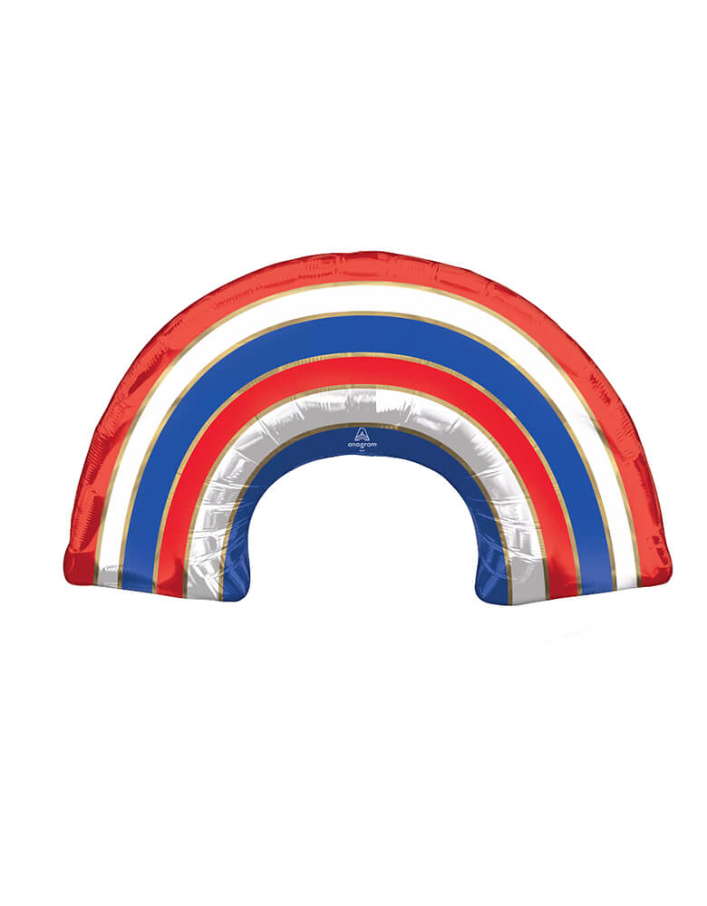 Anagram Balloons - 42795 Peace Love Unity Rainbow SuperShape™ P30. Add this 34 inches modern red white and blue rainbow shaped foil balloon to your patriotic celebration!