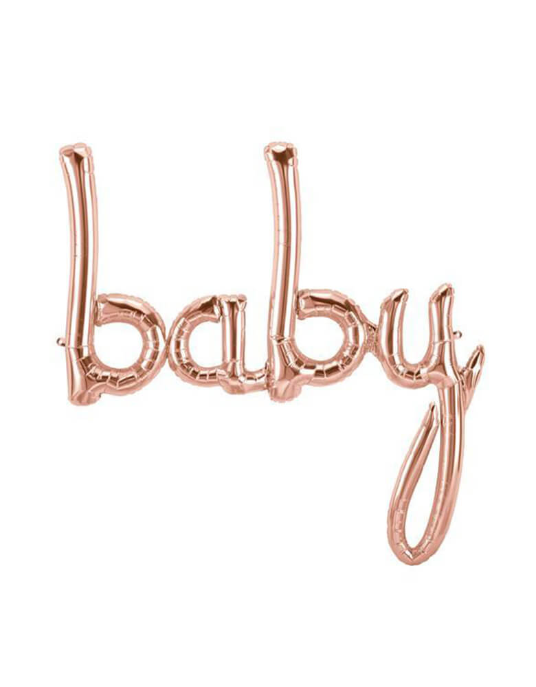 46 inches Northstar Rose Gold Foil Balloon spelling out “Baby” in script font 