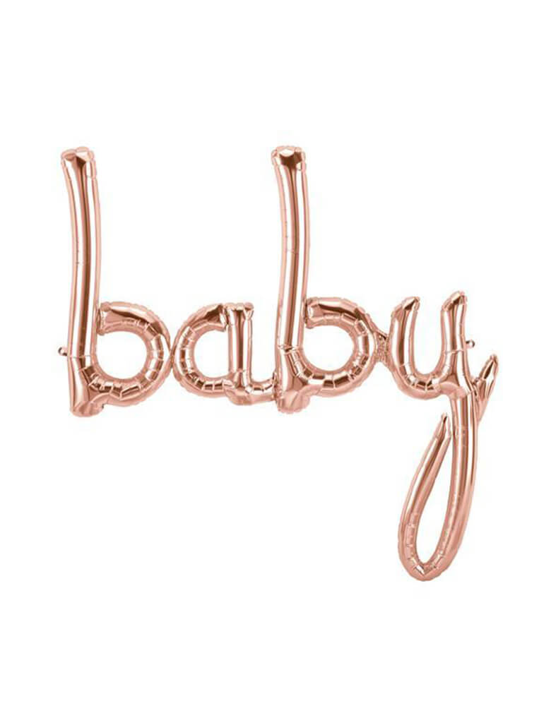 46 inches Northstar Rose Gold Foil Balloon spelling out “Baby” in script font