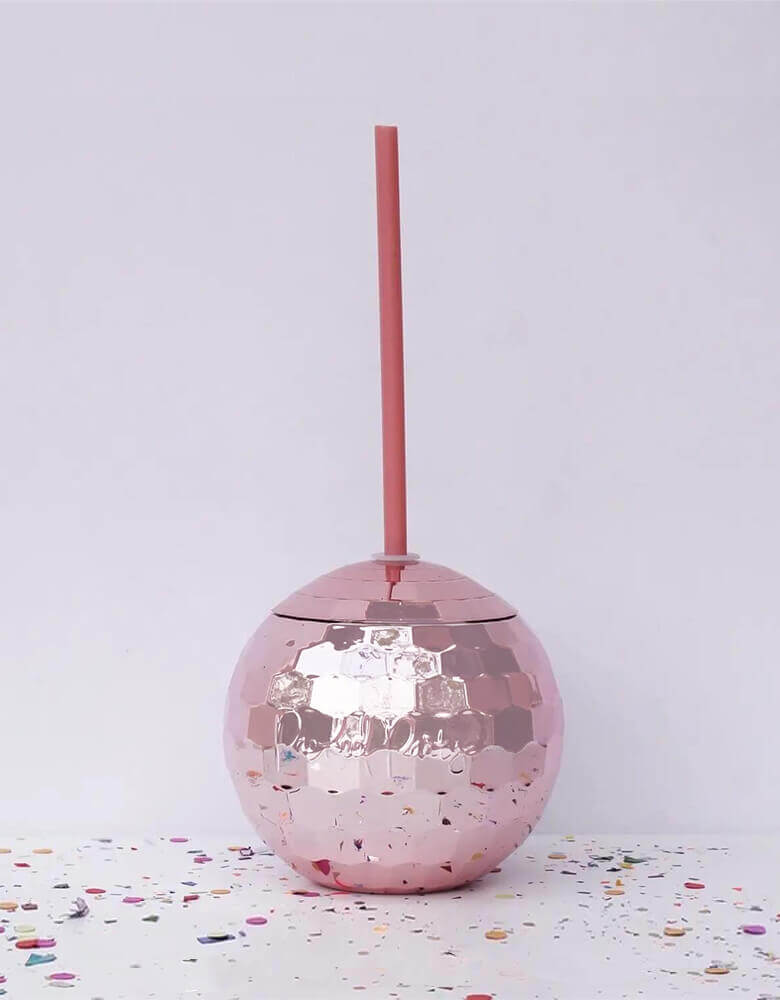 20 oz. Pink Disco Ball-Shaped Reusable BPA-Free Plastic Cups with