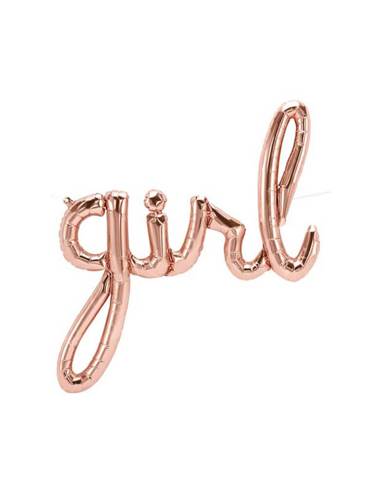 37 inches Northstar Rose Gold Foil Balloon spelling out Girl in script font 