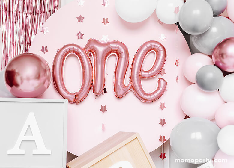 Rose Gold One Script Foil Balloon