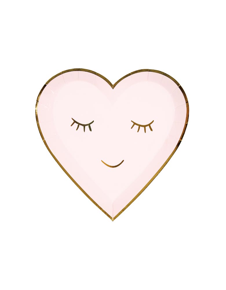 Meri Meri Pink Blushing Heart Plates, pack of 8