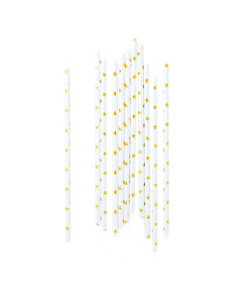 Eco-friendly Paper Party Straws with Gold Star