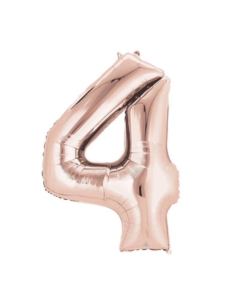 34" Large Number Rose Gold Foil Mylar Balloon number 4