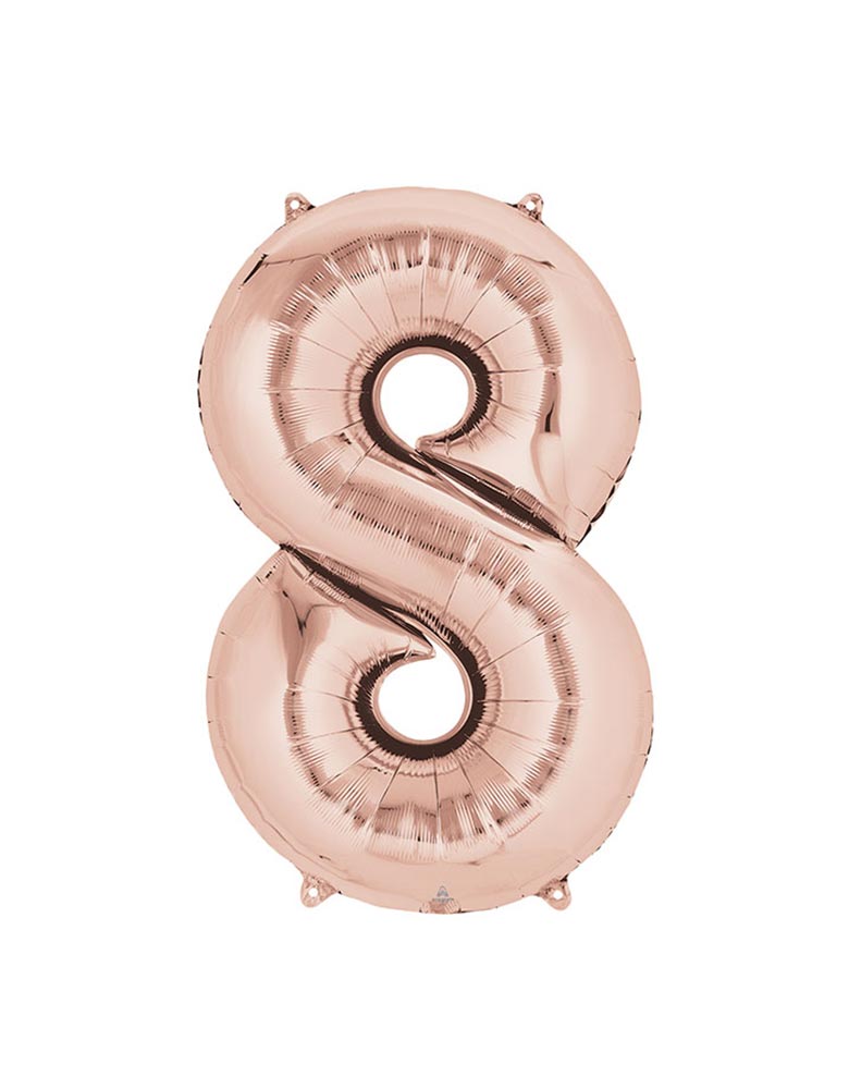 34" Large Number Rose Gold Foil Mylar Balloon number 8