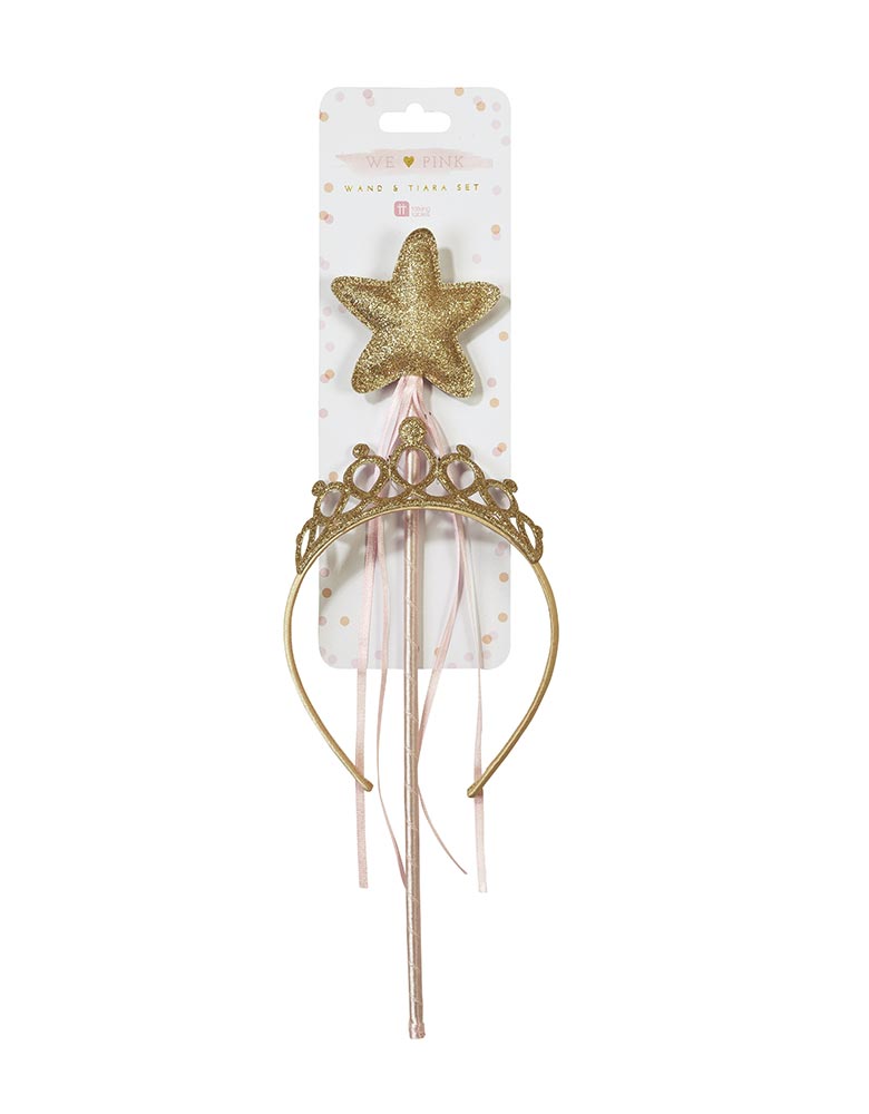 Pink Gold Wand & Tiara Set