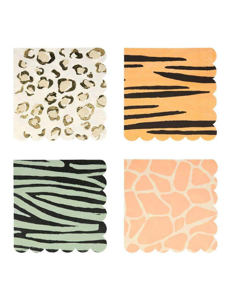 Meri Meri Safari Animal Print 6.5" Large Napkins in 4 designs