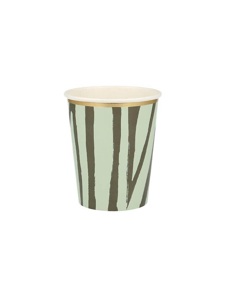 Meri Meri Safari Animal Print 9 oz Party Cup in Zebra Stripes design