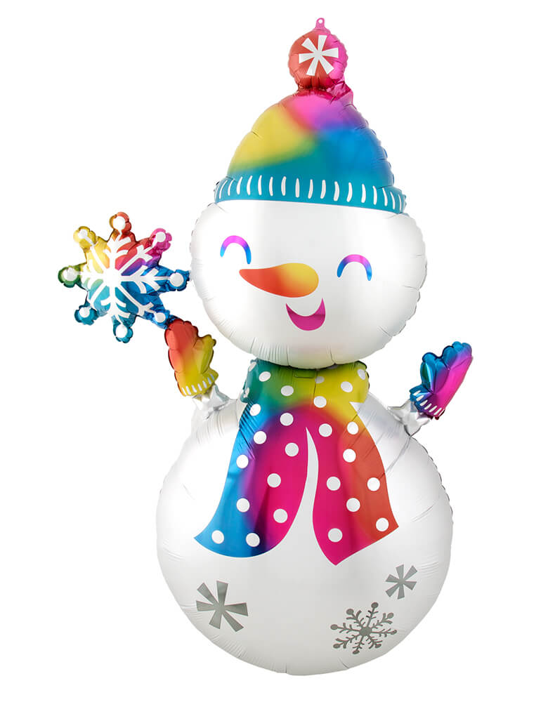 Anagram Balloons - 42037 Satin Infused Snowman Giant Multi-Balloon P70. Accent your Christmas & winter themed party with this 55" giant snowman foil mylar balloon. The perfect balloon for your Christmas & winter party