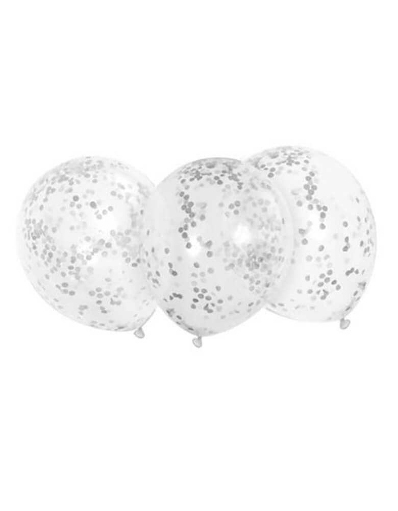 Unique 16" Clear Latex balloons with pre-filled silver confetti for a graduation party or New Year Eve celebration