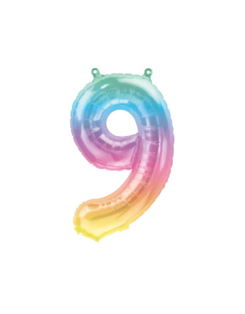 Northstar Balloons_16"_Small-Airfill-Only-Jelli-Rainbow-Number-9-Foil-Balloon