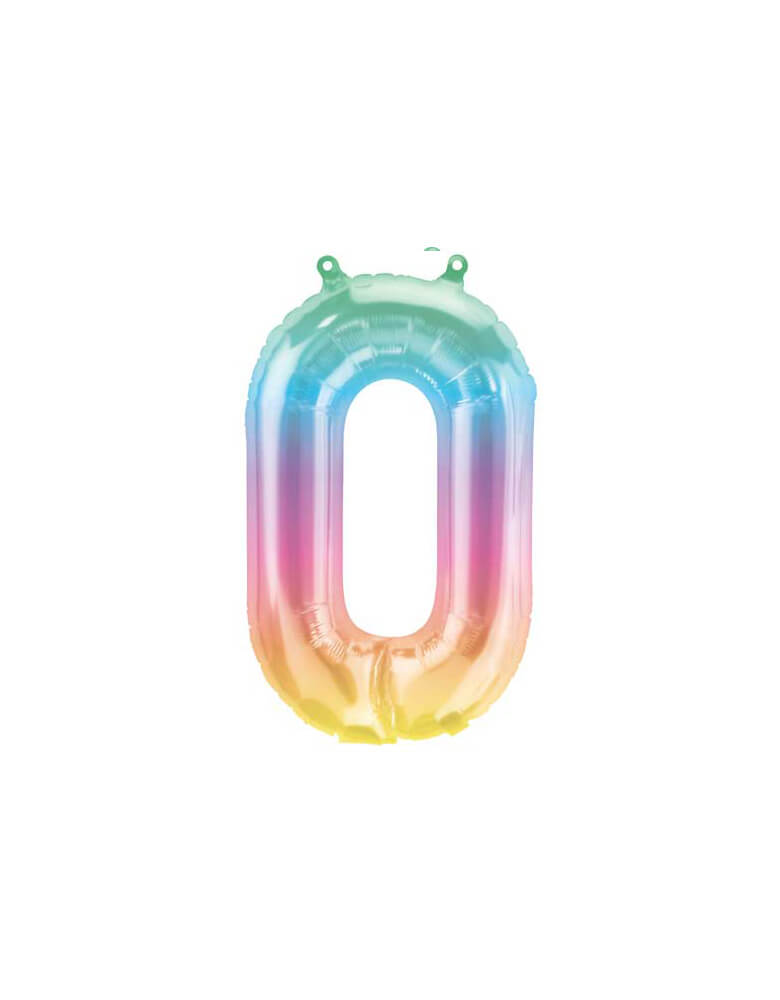 Northstar Balloons_16"_Small-Airfill-Only-Jelli-Rainbow-Number-0-Foil-Balloon