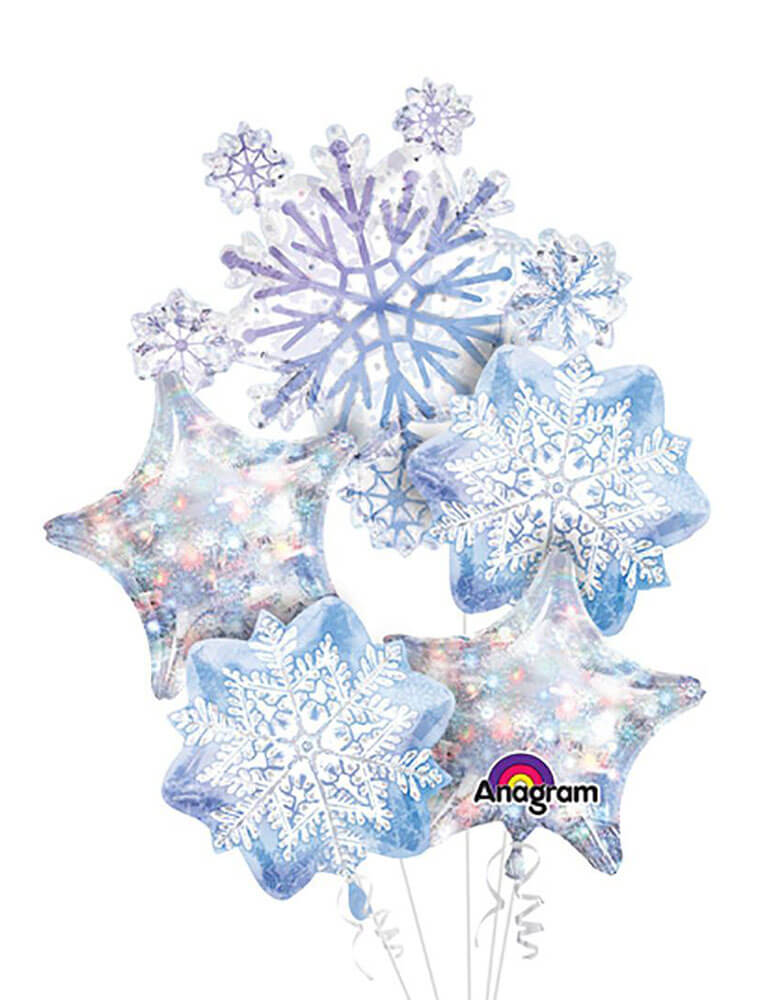 Snowflake Foil Balloon Bouquet for a Frozen themed party by Anagram Balloons