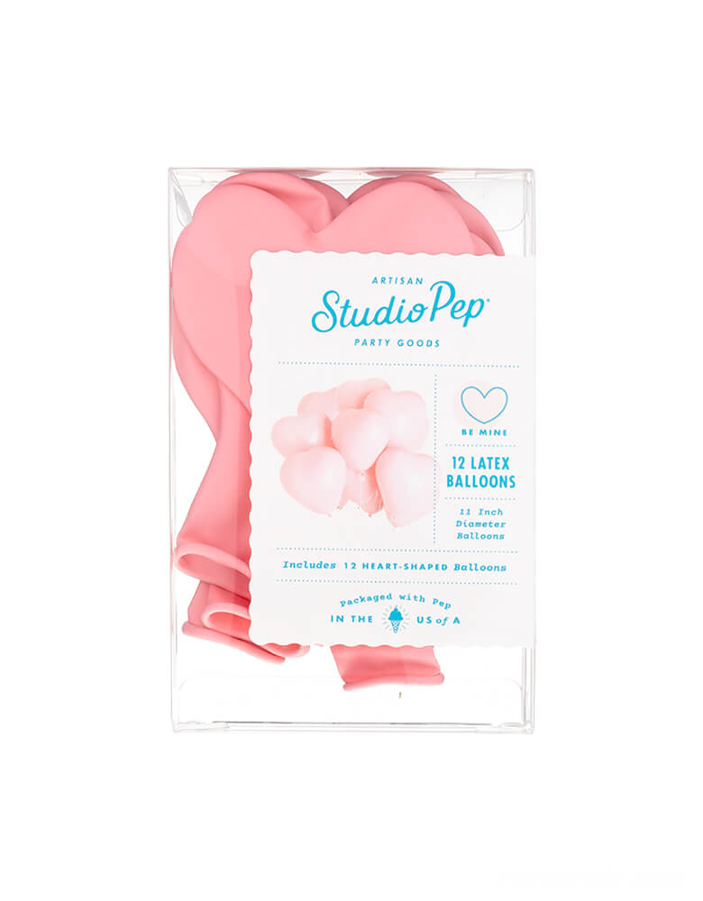 Studio Pep, set of pink heart shaped balloons in a clear box package, A sweet touch to celebrate those you love on Valentine's Day, for an anniversary or a shower