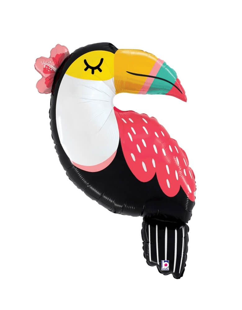 Summer Toucan 39″ Foil Mylar Balloon by Betallic Balloon. Accent your jungle party with this pretty toucan foil mylar balloon. It's perfect for your tropical, luau or Disney Encanto themed party! This balloon includes a self-sealing valve, preventing the gas from escaping after it's inflated. The balloon can be inflated with helium to float or with a balloon air inflator.
