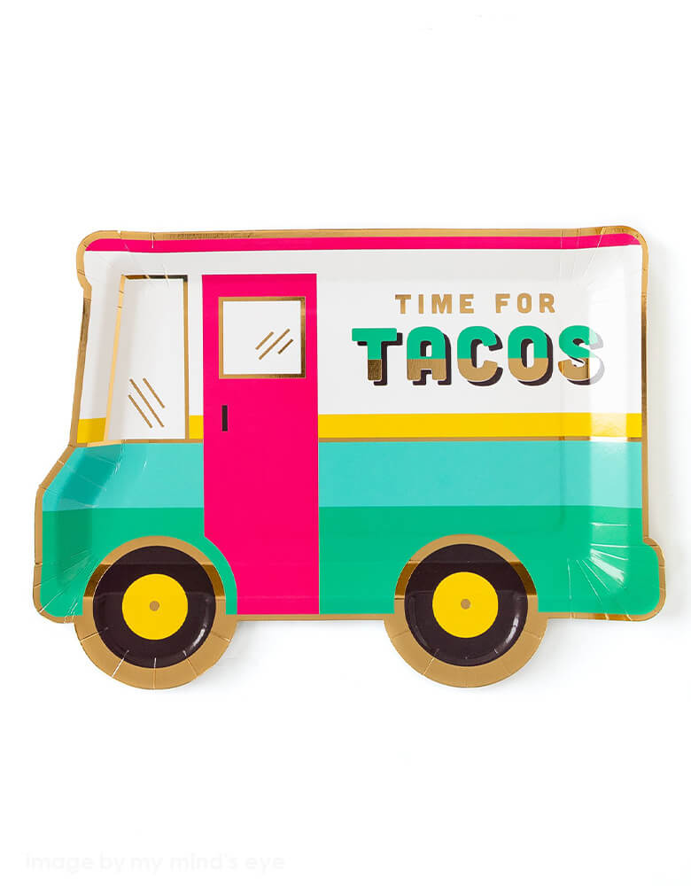 My Minds Eye - Taco Truck Plates in a die cut taco truck shape with neno pink and green colors