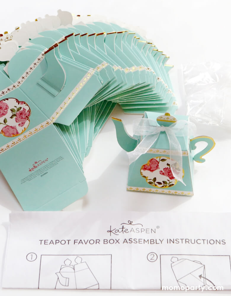 Tea Time Whimsy Teapot Favor Boxes - Blue (Set of 24)
