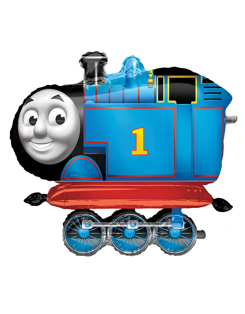 Anagram Balloons - Thomas & Friends Airwalker Foil Balloon. Accent your little one's train themed birthday party with this giant Thomas & Friends Airwalker foil mylar balloon. Our Gliding Thomas the Tank Engine Balloon has weighted wheels so that, when filled with helium, it glides gently across the floor. Choo-choo-choose this giant train balloon for your little conductor's celebration!