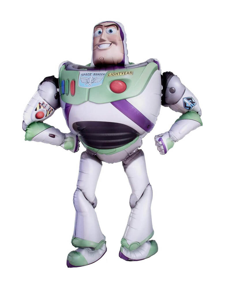 Anagram Balloons 3D 62" Toy Story 4 Buzz Lightyear Airwalker Foil Balloon in in an up-right stance looking ready for a space adventure.
